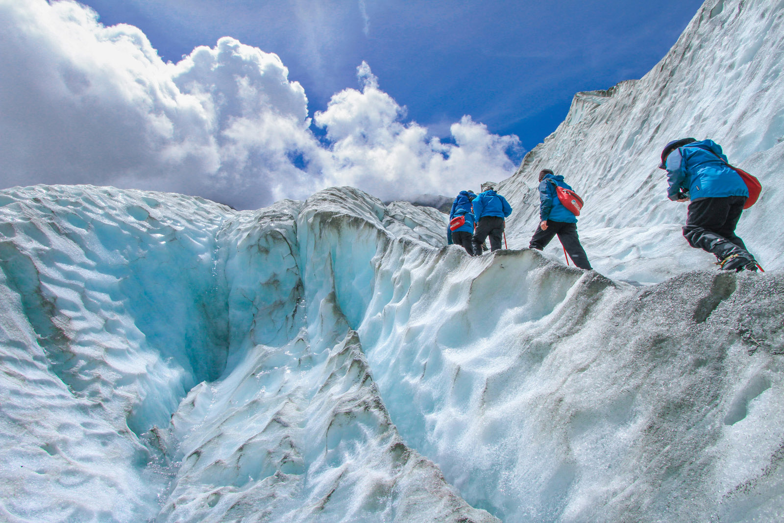 Climbers crossing a glacier